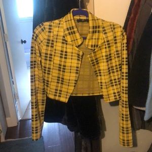 MISSGUIDED Blazer in Yellow+ Black Print
